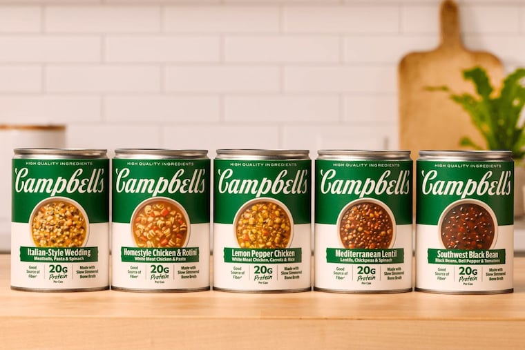 The Campbell's Co. launched five new soups with 20 grams of protein per can.