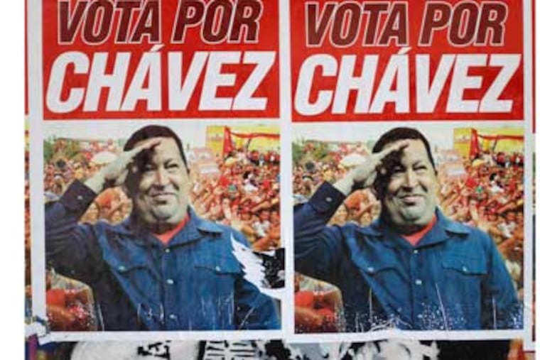 Campaign posters in Venezuela where Hugo Chavez is getting a run for his money.