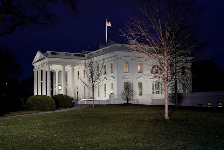 A view of the White House at dusk on Wednesday.