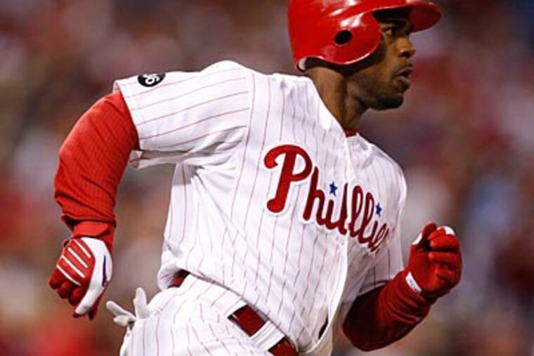 Shortstop Jimmy Rollins had a single and two stolen bases in Game 5 of the NLCS. (David Maialetti / Staff Photographer)
