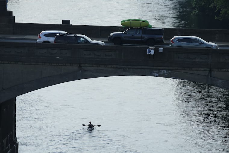 A kayaker paddles along the Schuylkill, part of the watershed.