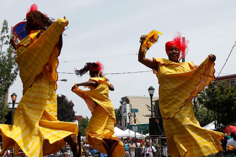 Kulu Mele African dance group performing in June 2013 during the Odunde Festival in Philadelphia.