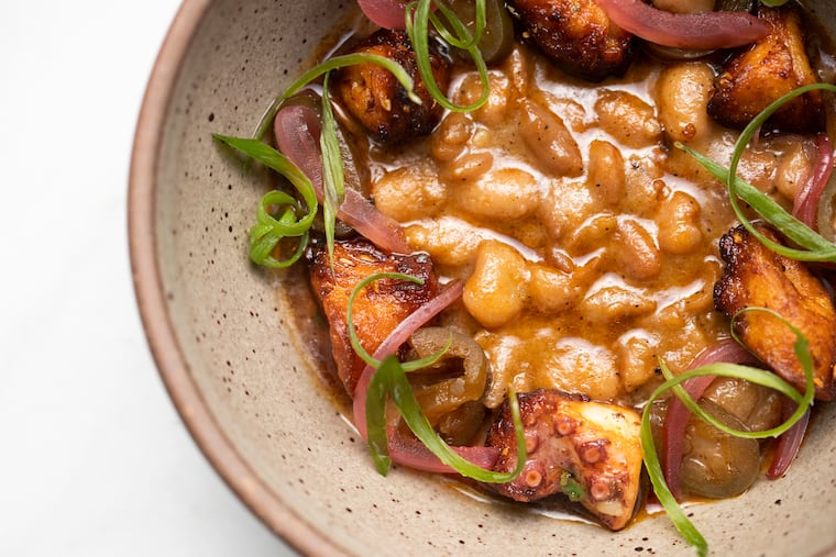 The octopus and beans from the downstairs Lovers Bar at Friday Saturday Sunday.