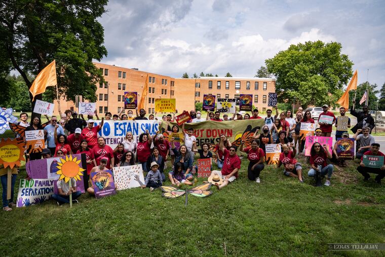 Members of the Shut Down Berks Coalition outside the Berks County Detention Center in Reading in July.