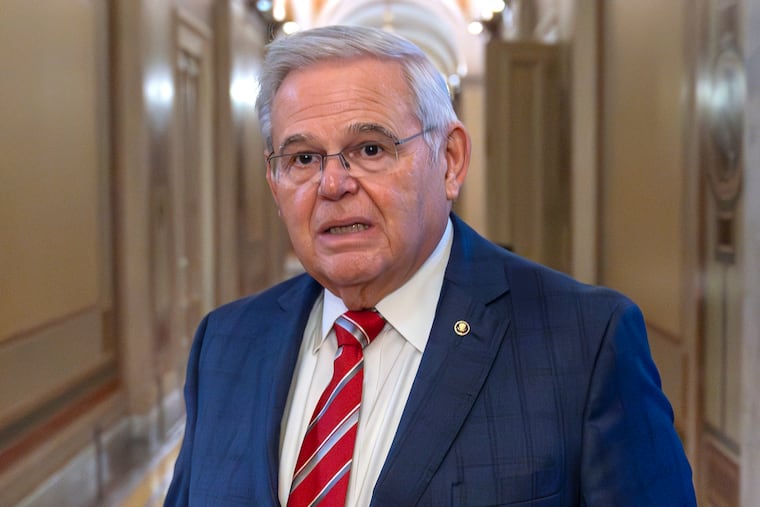 Sen. Bob Menendez, D-N.J., departs the Senate floor in the Capitol in September in Washington.