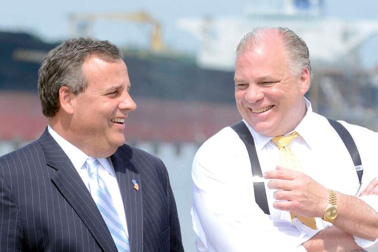 Senate President Stephen Sweeney (right) with Gov. Christie.