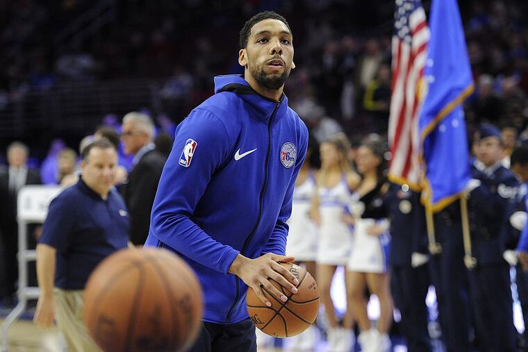 Philadelphia 76ers’ Jahlil Okafor (8) is seen in action during an NBA basketball game against the Atlanta Hawks, Wednesday, Nov. 1, 2017, in Philadelphia.