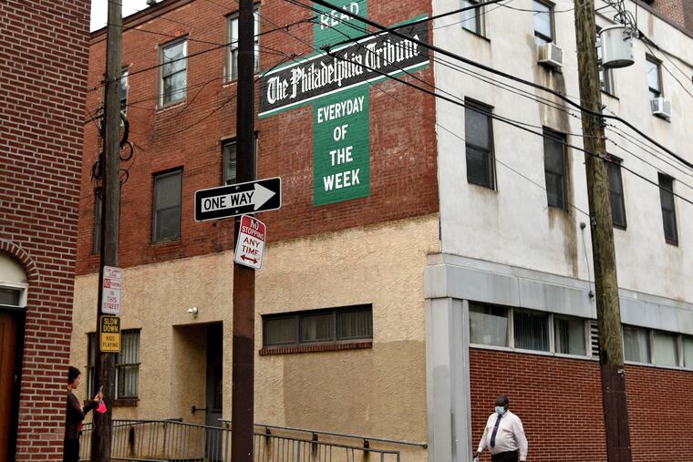 The Philadelphia Tribune building on South 16th Street, Aug. 12, 2020. It is the oldest continuously published African American newspaper in the country and is facing a strike by workers over coronavirus working conditions.