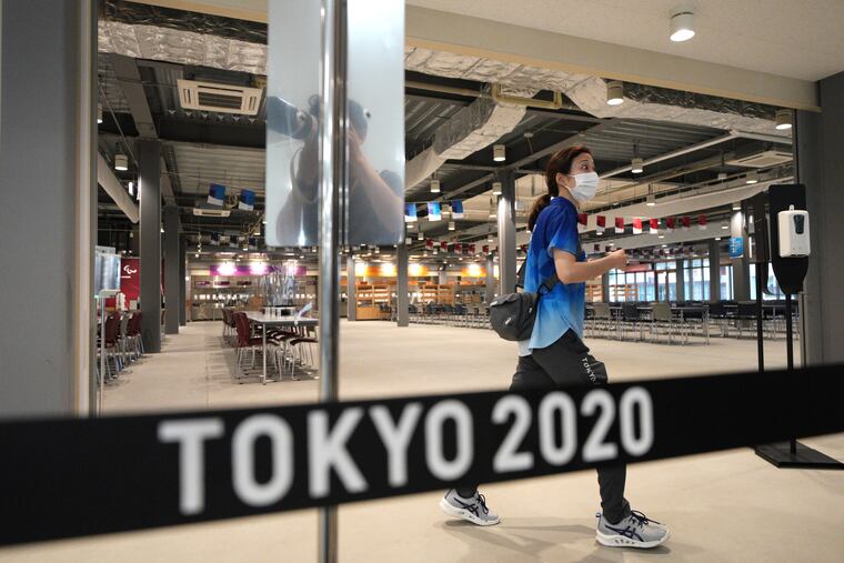 The main dining hall is seen during a press tour of the Tokyo 2020 Olympic and Paralympic Village on Sunday.