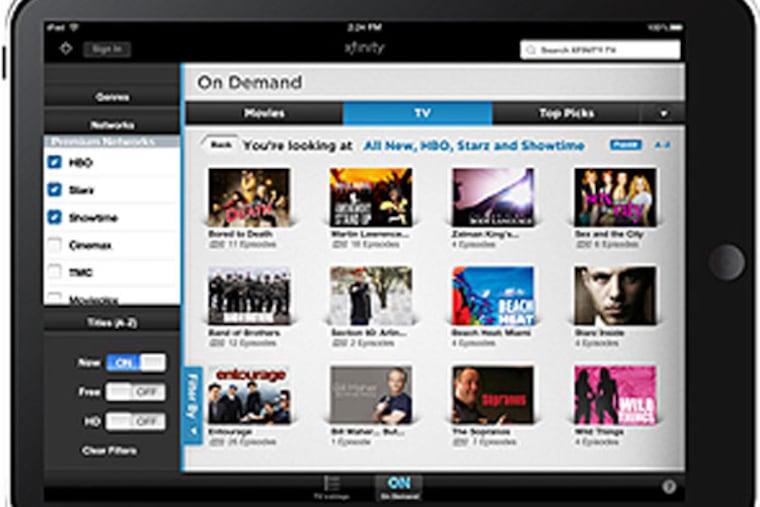 Comcast's On Demand app for the iPad.