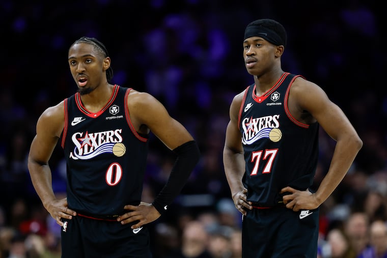 Sixers guard Tyrese Maxey (left) will make his first NBA All-Star Game start, while teammate VJ Edgecombe will take part in the Rising Stars game.