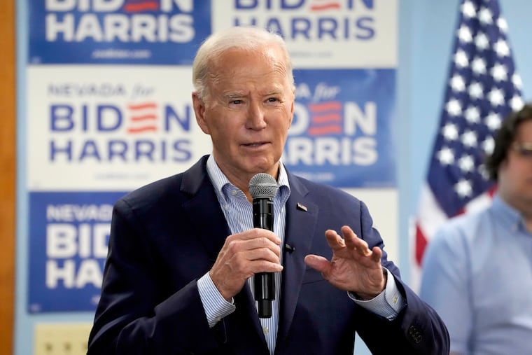 President Joe Biden speaks at the Washoe Democratic Party Office in Reno, Nev., in March.