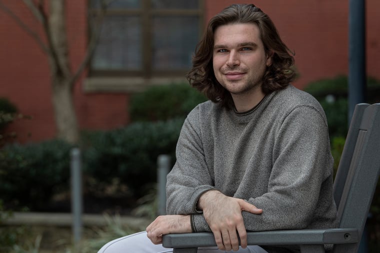William Hornby is photographed in Philadelphia, Pa. Thursday, February 17, 2022. Hornby is among the young men who are trying to normalize seeking treatment for eating disorders by speaking out about his experience on social media.