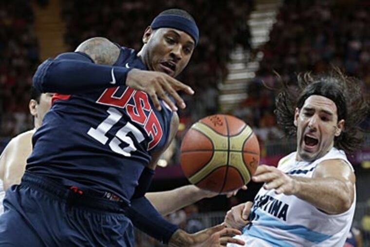 Carmelo Anthony thinks Argentina forward Facundo Campazzo gave him a cheap shot on Monday. (Eric Gay/AP)