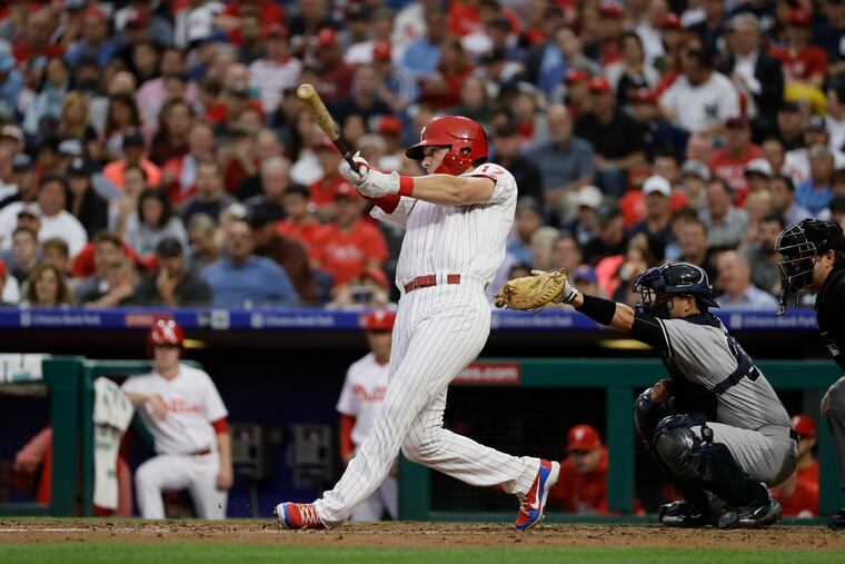 Phillies slugger Rhys Hoskins isn't worried about the slump that some hitters endure after the Home Run Derby.