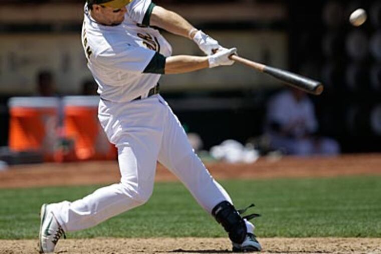 Oakland's Josh Willingham is hitting .235 against lefthanded pitching with five home runs. (Ben Margot/AP)