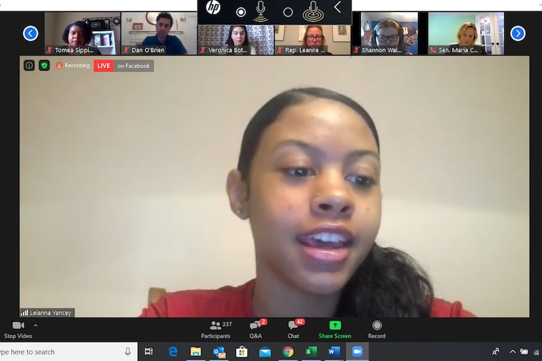 Leianna Yancey from Central High School asks a question about defunding police during a virtual town hall Friday on race and racism.
