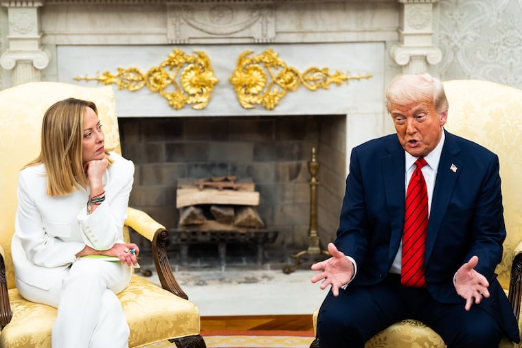President Donald Trump meets with Italian Prime Minister Giorgia Meloni in April 2025.