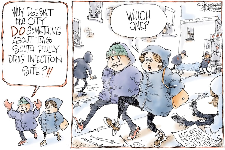 Stepping over syringes on the way to the safe injection site.