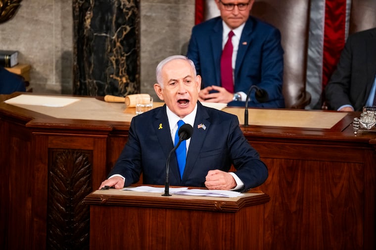Israeli Prime Minister Benjamin Netanyahu addresses a joint meeting of Congress in 2024.