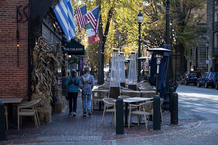 Restaurants along Gay Street are shown in November in West Chester.