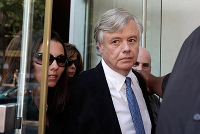 FILE - In this Tuesday, July 14, 2009 file photo, former state Sen. Vincent Fumo exits the U.S. Courthouse in Philadelphia. A U.S. appeals court on Tuesday, Aug. 23, 2011 threw out the 4 1/2-year corruption sentence of the long-powerful former Pennsylvania state senator. The court agreed with prosecutors that U.S. District Judge Ronald Buckwalter did not explain why he sentenced Fumo far below federal sentencing guidelines. (AP Photo/Matt Rourke)