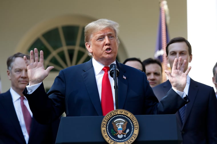 President Donald Trump speaks as he announces a revamped North American free trade deal, in the Rose Garden of the White House in Washington, on, Oct. 1, 2018.