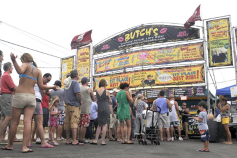 Long lines were the order of the day on the eating side of the New Jersey Barbecue Championship in North Wildwood. The event was the 14th annual state competition. (Tom Gralish / Staff Photographer)