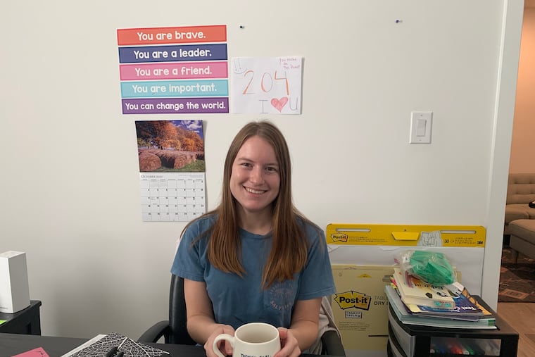 Hannah Patrick, in her virtual classroom.