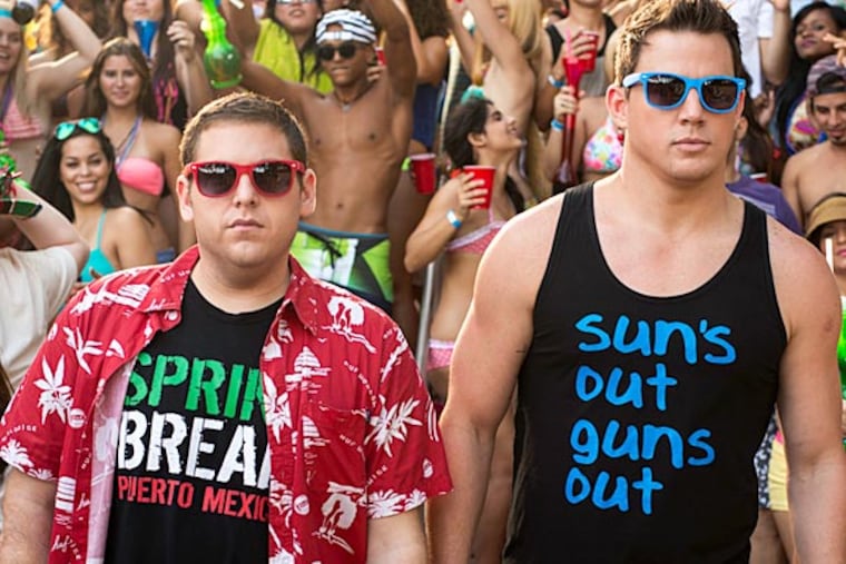 This image released by Sony Pictures shows Jonah Hill, left, and Channing Tatum in Columbia Pictures' "22 Jump Street." (AP Photo/Sony Pictures, Glen Wilson)