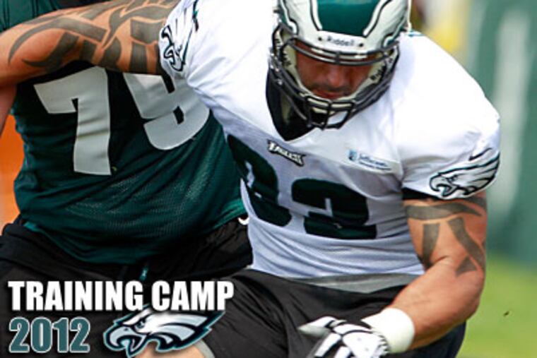 The pill-like thermometer must be expelled from Jason Babin's system before he can undergo an MRI. (Yong Kim/Staff Photographer)