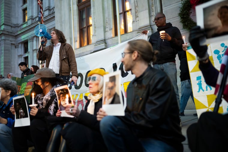 Philadelphians gather at City Hall on Jan. 8 for a vigil to protest the killing of Renee Good, shot by an ICE agent in Minneapolis. The revolutionary spirit of 1776 and the ideals of the founders can guide us now, writes Kerry Sautner.