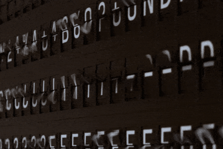 Gif of split-flap board made by Oat Foundry in Philadelphia.