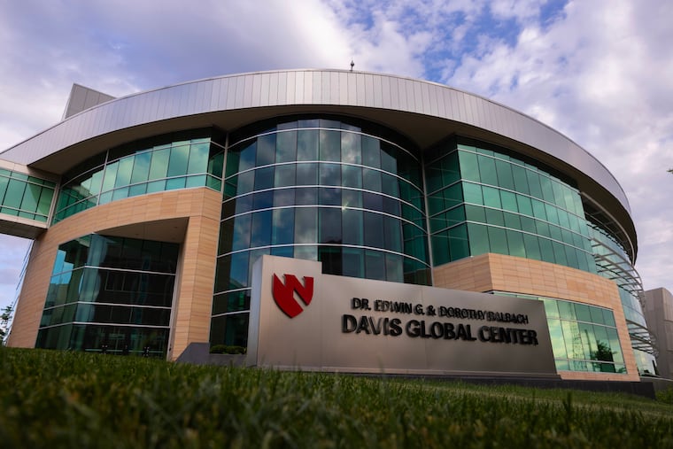 Nebraska Medicine's Davis Global Center is seen on Sunday, May 10,2026 in Omaha, Neb. where American passengers from the hantavirus-stricken cruise ship have been quarantined.