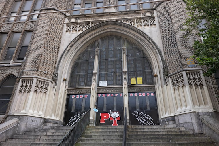 Exterior of Penn Treaty School in August.