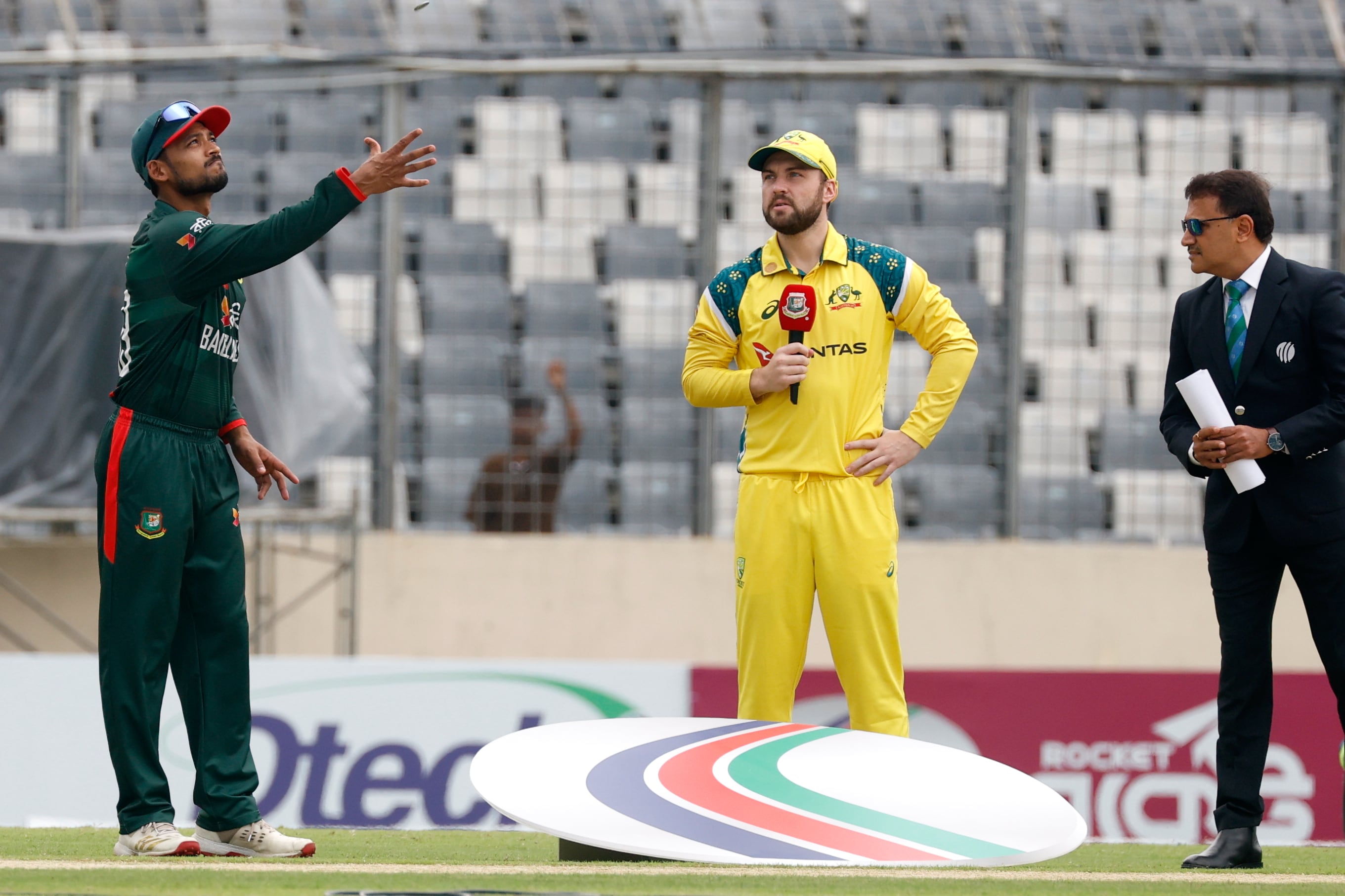 Bangladesh wins toss and bats first in search of ODI series sweep against Australia
