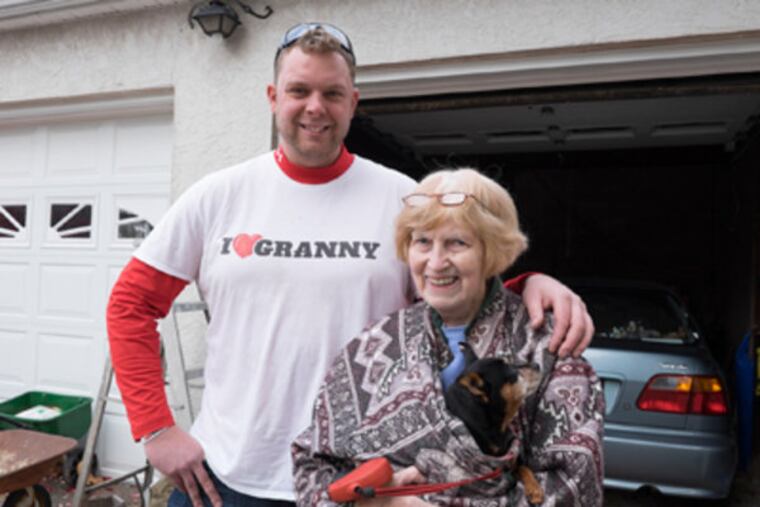 Richard Lorah, a 28-year-old Marine veteran who started Granny Handymen Inc., with Florence Beard in East Vincent, Chester County. (ED HILLE/Staff Photographer)