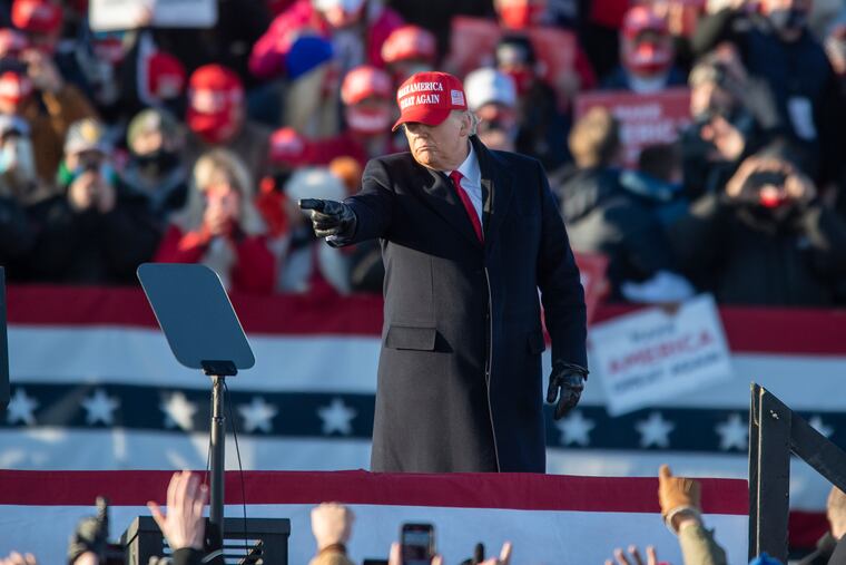 Donald Trump at a campaign rally at the Wilkes-Barre Scranton International Airport in 2020.