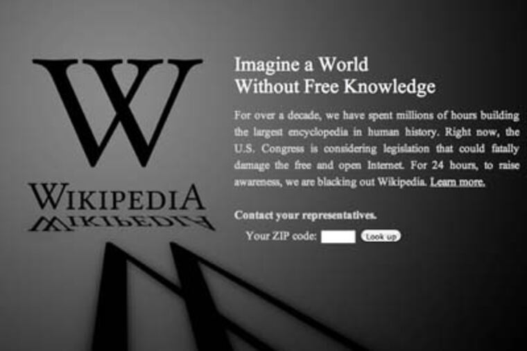 The homepage of the English edition of Wikipedia as seen today.