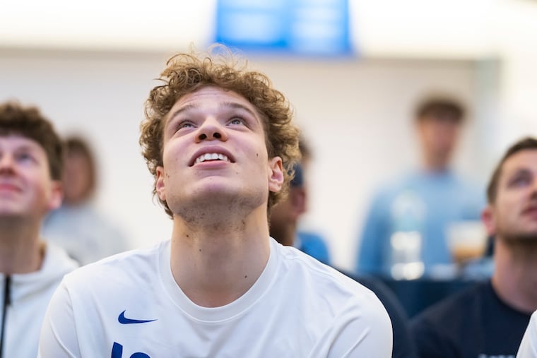 Injured forward Matt Hodge watching Villanova's name get called during the NCAA Tournament's selection show on Sunday.