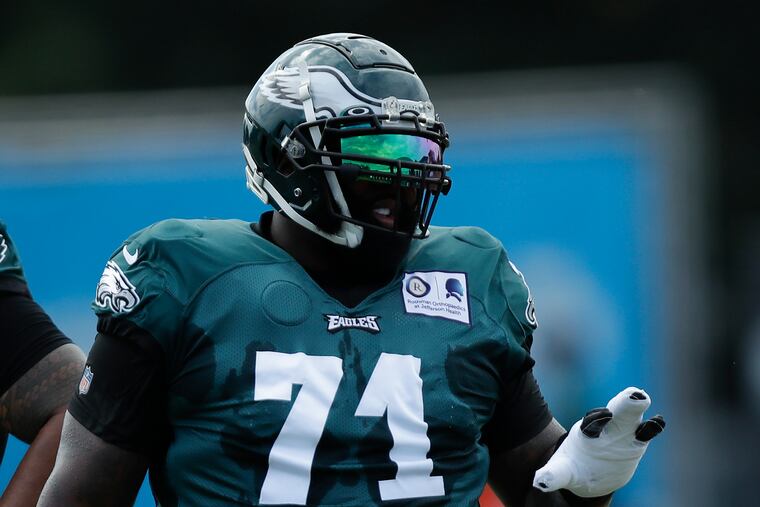 The experiment with moving Jason Peters to right guard ended before the games actually started; he's back at left tackle, as expected.