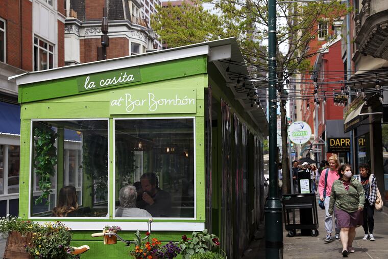 The outdoor dining space at Bar Bombón in Rittenhouse Square last month.