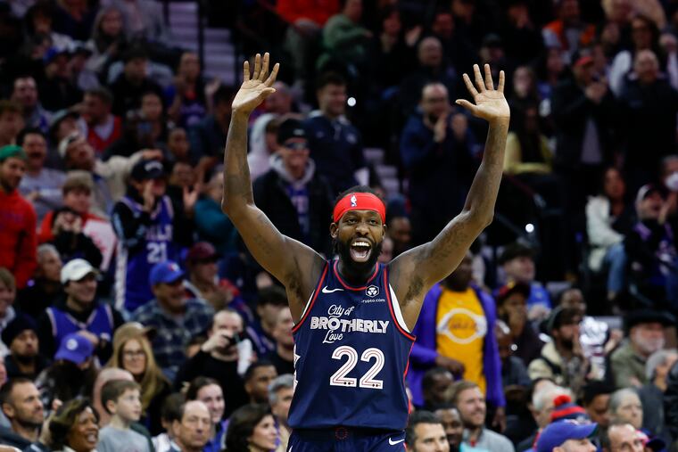 Sixers guard Patrick Beverley yells against the Lakers on Monday.