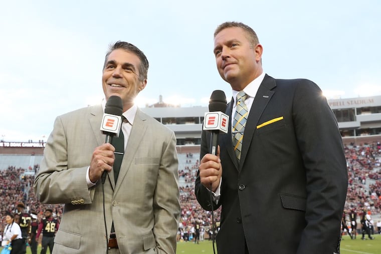 Chris Fowler and Kirk Herbstreit will call LSU-Clemson Monday night on ESPN, the sixth college football championship game they've had the opportunity to broadcast.