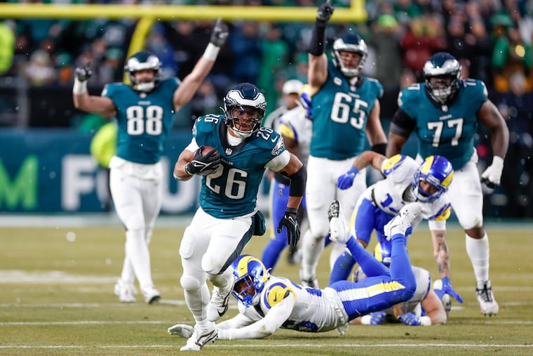 Eagles running back Saquon Barkley's offensive player of the year odds improved slightly after this weekend's 20-17 win over the Chiefs.