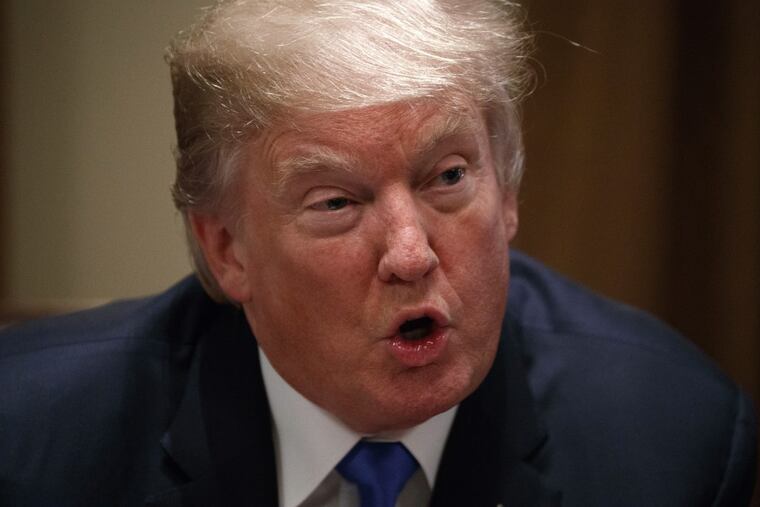 President Donald Trump speaks during a meeting with a bipartisan group of lawmakers in the Cabinet Room of the White House, Wednesday, Sept. 13, 2017, in Washington.