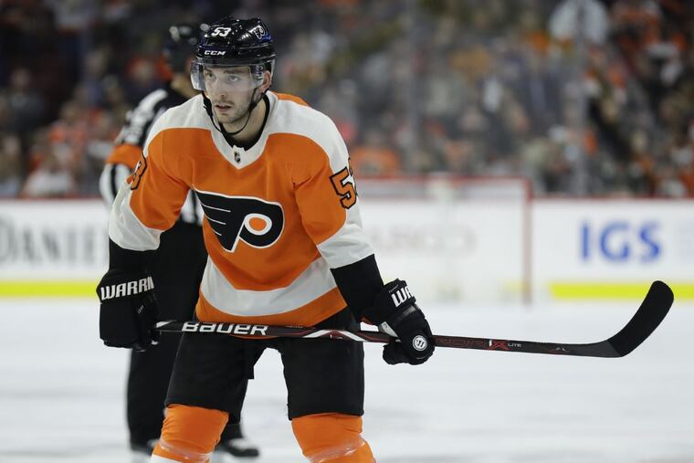 Flyers defenseman Shayne Gostisbehere on the ice against the Nashville Predators on Thursday, October 19, 2017 in Philadelphia.