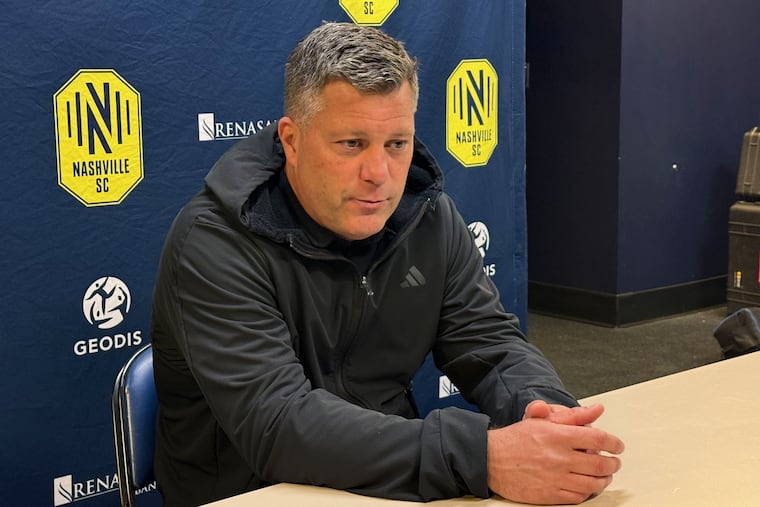 Ventnor City, N.J., native B.J. Callaghan at his news conference after Nashville's scoreless tie against the Union on Saturday at Subaru Park.