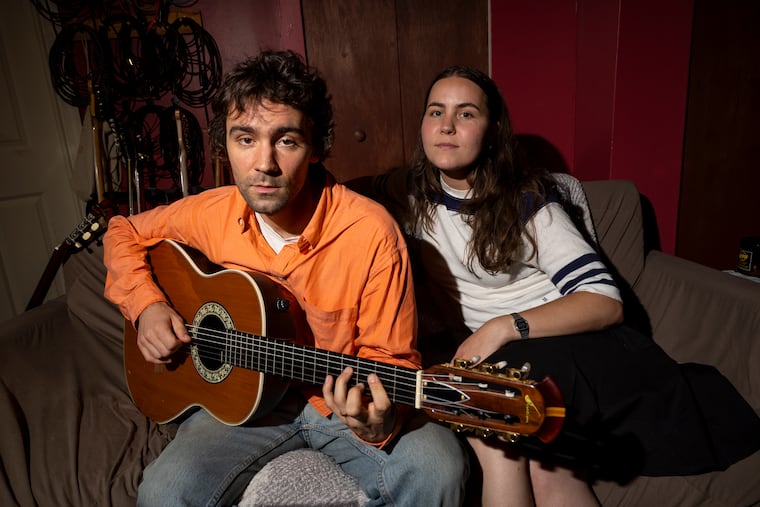 Sam and Louise Sullivan, sibling singer songwriters, sit for a portrait inside the Historic NJ studio in South Philadelphia on Friday, July 10, 2026. Their new album, 'Love & Devotion,' is out on July 24.