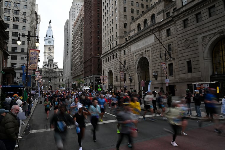 Runners pass through Center City during the Broad Street Run on Sunday, May 3, 2026.